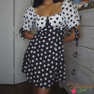 LAST CHANCE! Black and white hearts mini dress